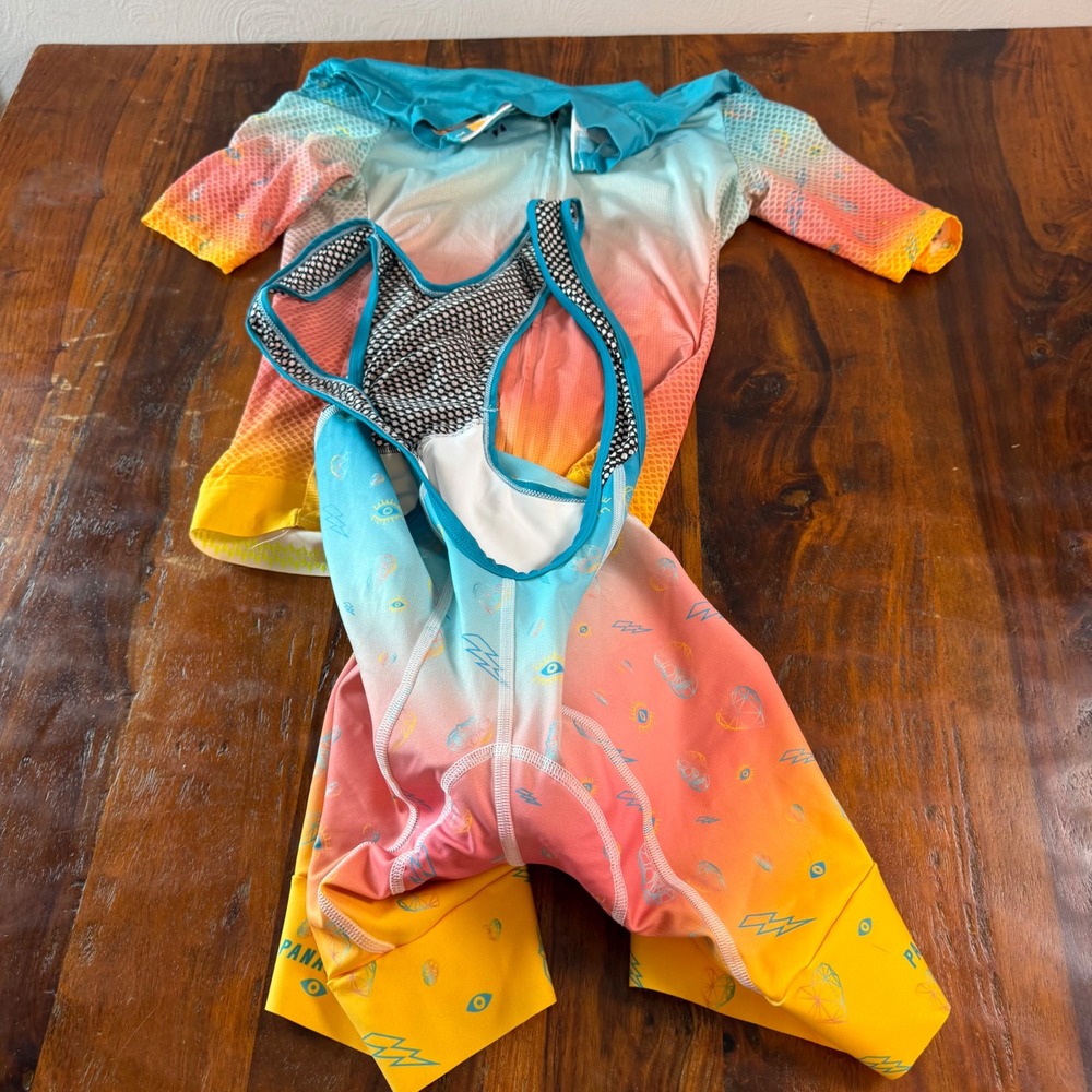 Panache Womens Cycling Kit Jersey and Bib Shorts Sunset Ombre Graphic XS
